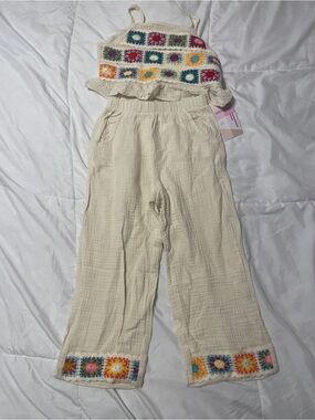 H&M Cream Kids One-Piece with Multicolor Crochet Accents